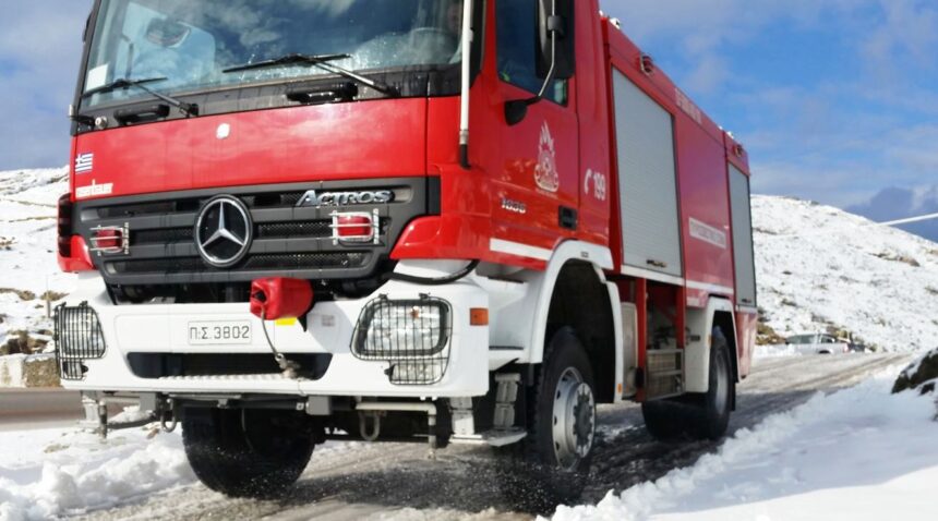 Διάσωση αυτοκινήτου Ψηλορείτη πάγος ορεινή περιοχή