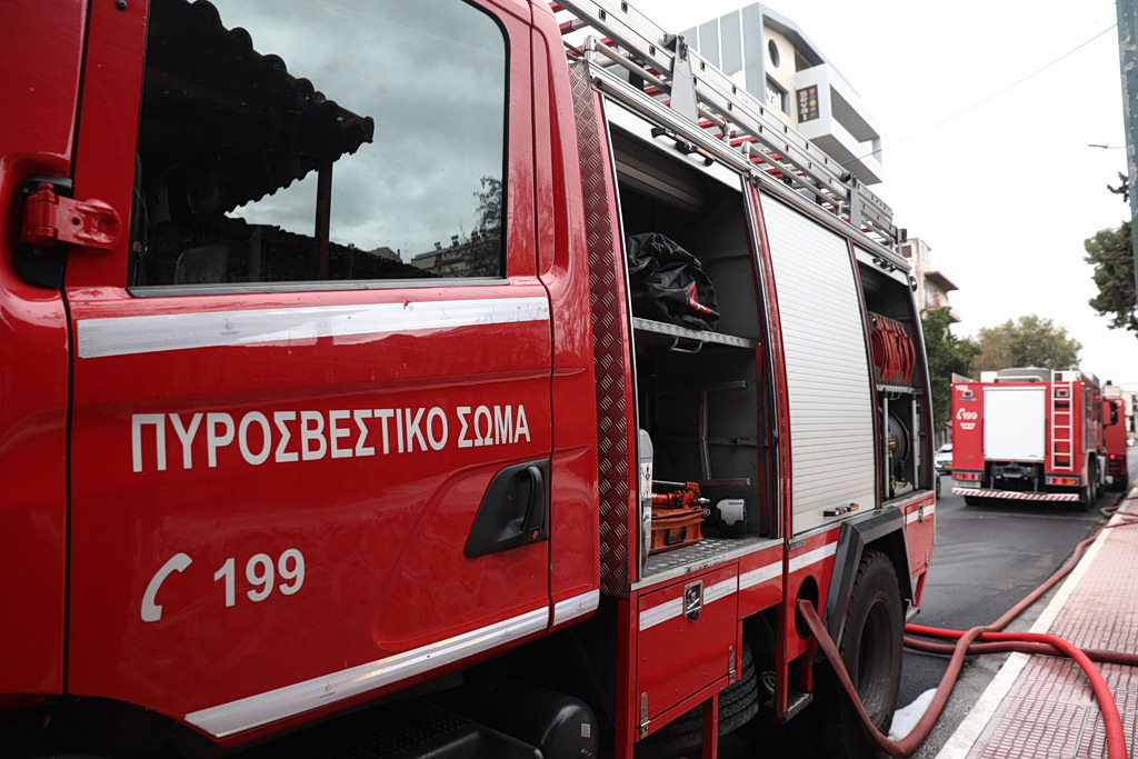 Πυροσβεστική δύναμη στο σημείο της φωτιάς Γκύζη Αθήνα