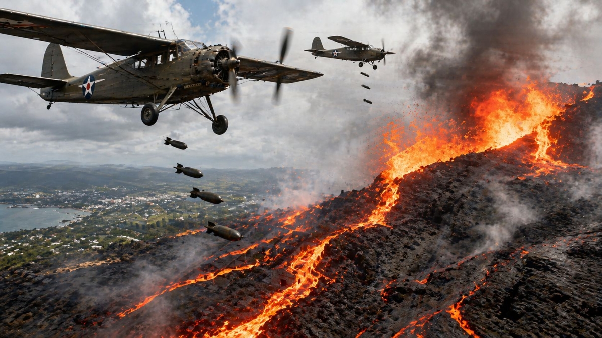 βομβαρδισμός ηφαιστείου Χαβάη Mauna Loa 1935
