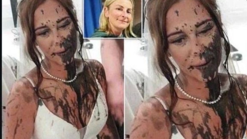 νύφη με μαύρη μπογιά στον γάμο