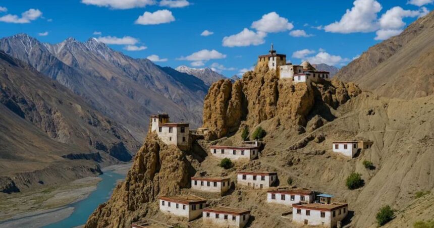 Το μοναστήρι Dhankar στα Ιμαλάια πάνω σε γκρεμό