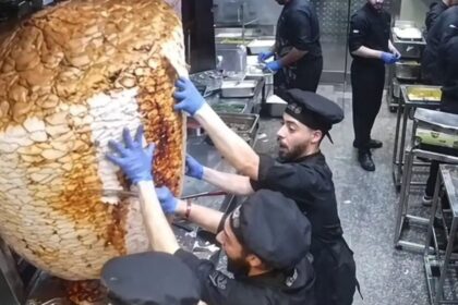 τεράστιος γύρος ντονέρ στο σουβλατζίδικο