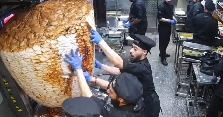 τεράστιος γύρος ντονέρ στο σουβλατζίδικο