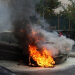 Φωτιά σε ΙΧ στη Λεωφόρο Γεωργικής Σχολής Θεσσαλονίκη με πυροσβεστικά