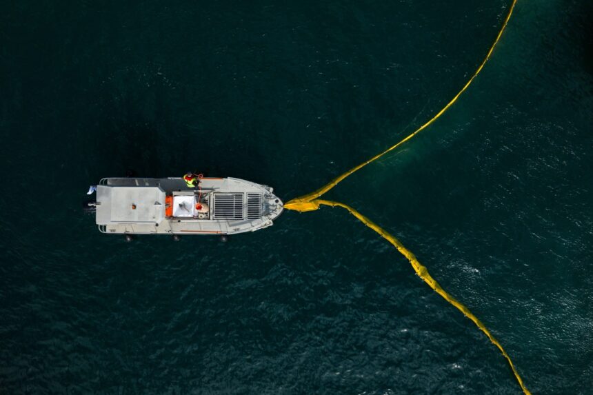 Άσκηση αντιμετώπισης θαλάσσιας ρύπανσης πειραιά πλωτό φράγμα