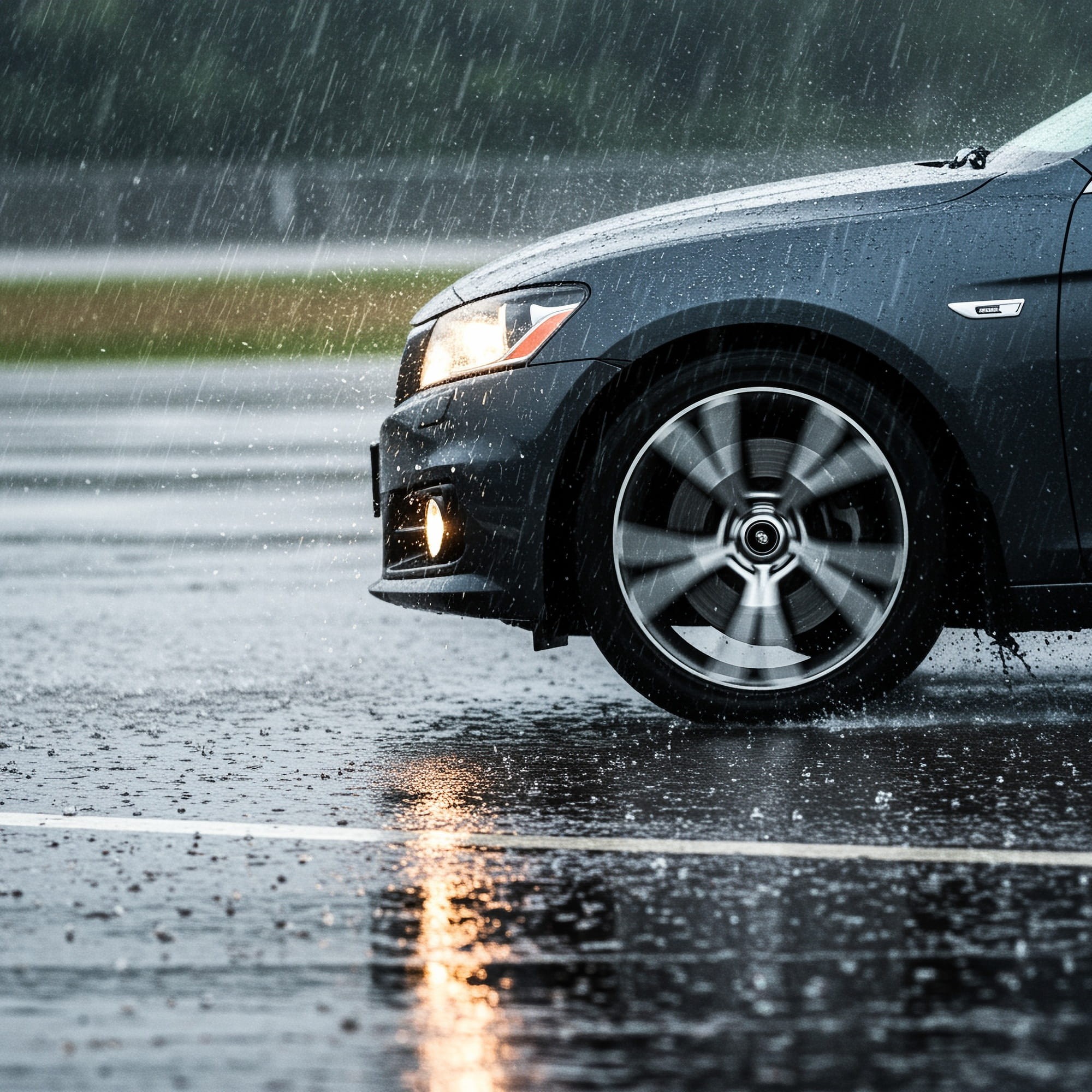 οδήγηση στη βροχή και έλεγχος ελαστικών