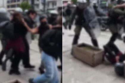 Βίντεο δείχνει ΜΑΤ κλώτσησε κοπέλα έξω από τα δικαστήρια