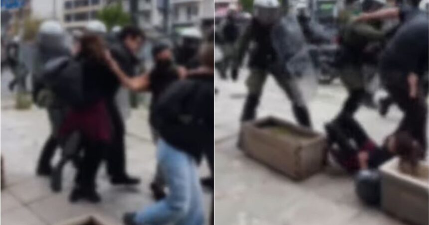 Βίντεο δείχνει ΜΑΤ κλώτσησε κοπέλα έξω από τα δικαστήρια