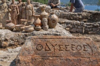 Θραύσμα κεραμικού με όνομα Οδυσσέα από αρχαίο ναό Ιθάκης