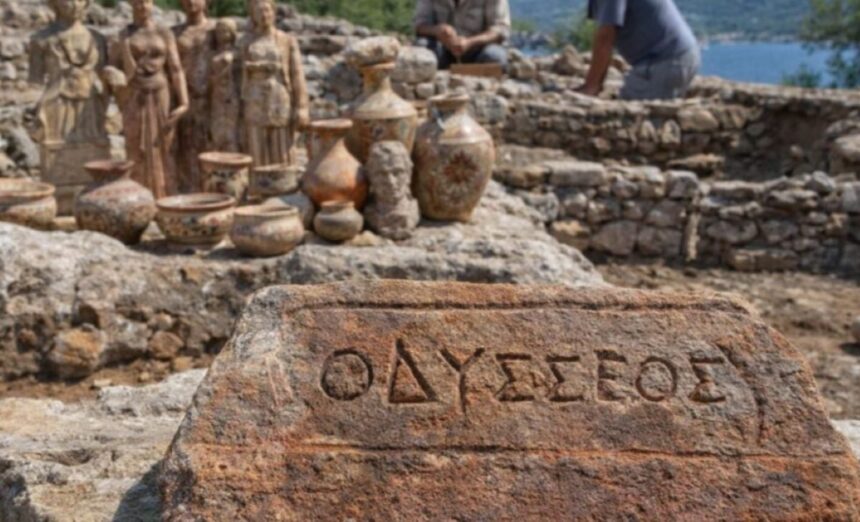 Θραύσμα κεραμικού με όνομα Οδυσσέα από αρχαίο ναό Ιθάκης