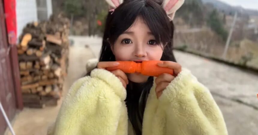 Κινέζα σκαλίζει καρότα γλυπτά δόντια τέχνη