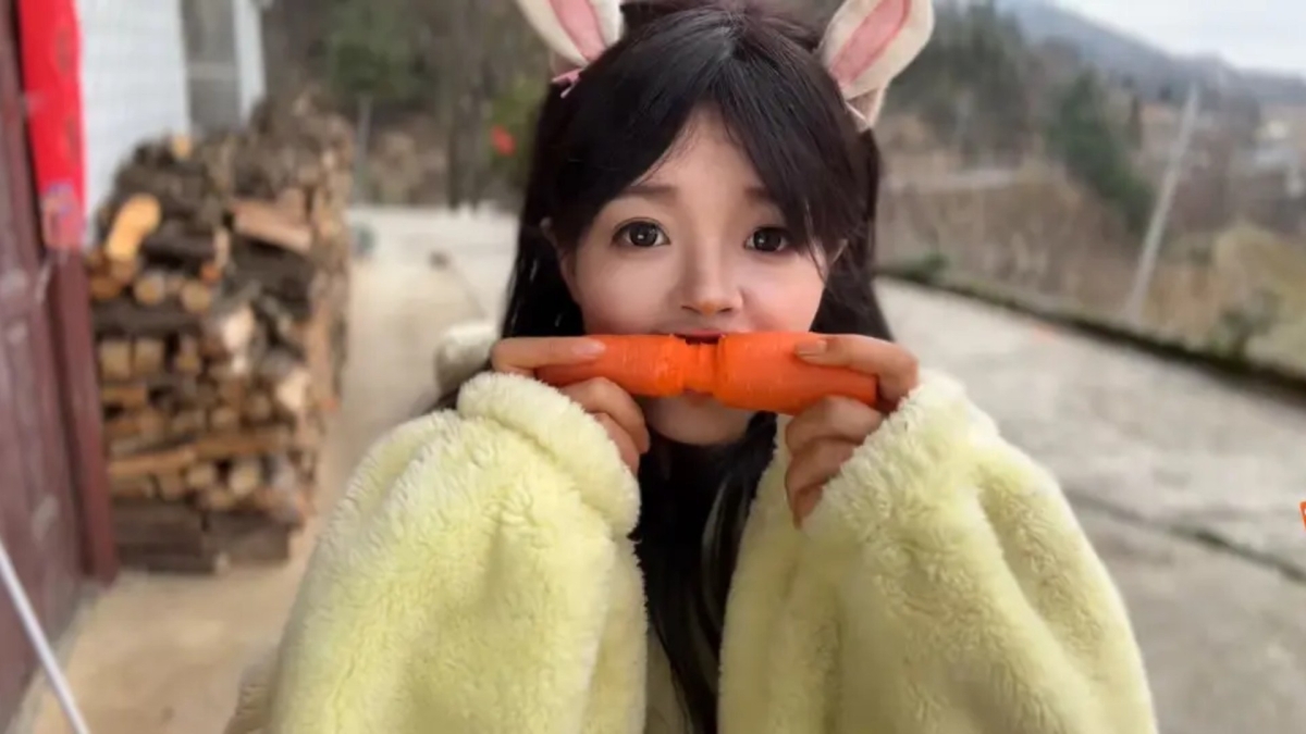 Κινέζα σκαλίζει καρότα γλυπτά δόντια τέχνη