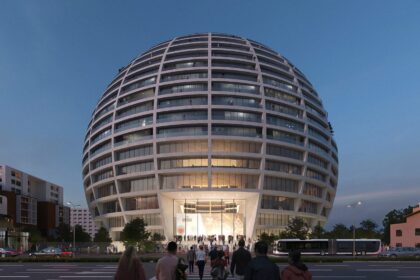 MVRDV Αθλητικό Παλάτι Asllan Rusi σφαίρα Τίρανα