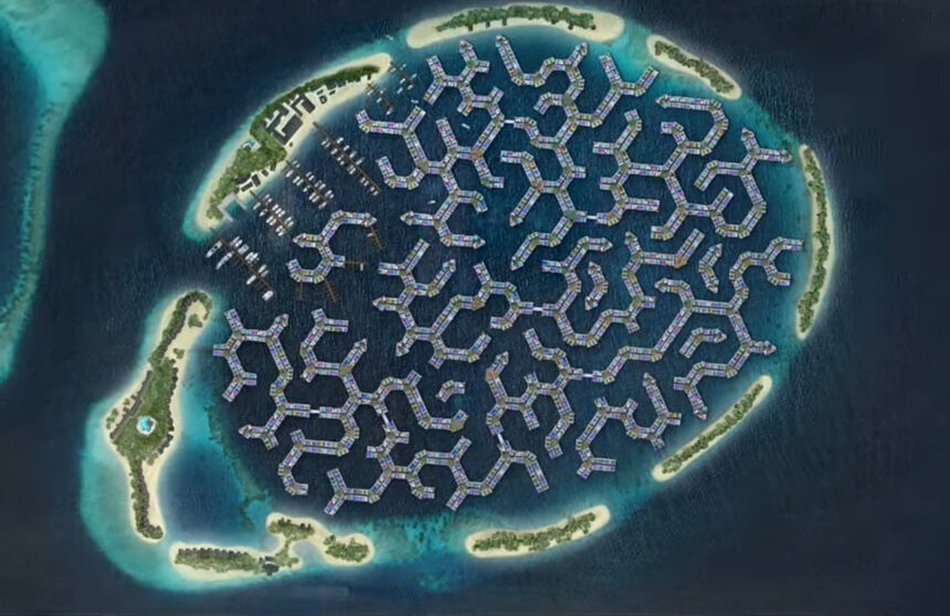 Πλωτή Πόλη Μαλδίβων με πλωτές κατοικίες Πλωτή Πόλη Μαλδίβων