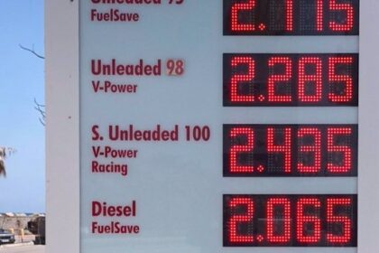 Αντλία βενζίνης με πίνακα τιμών καυσίμων Ρόδου