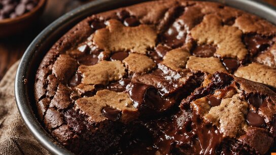 φρέσκα brookies γλυκό με λιωμένη σοκολάτα