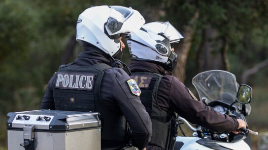 Δίκυκλο ΕΛ.ΑΣ. Θεσσαλονίκη μετά τη σύγκρουση