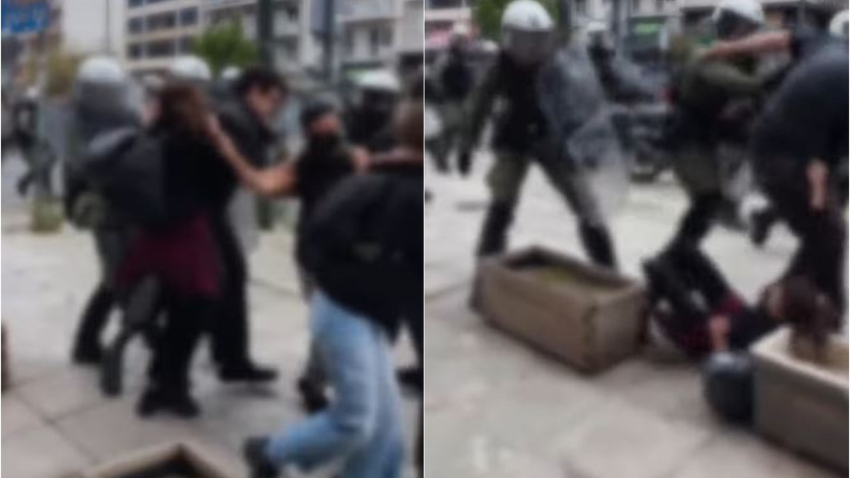 Βίντεο δείχνει ΜΑΤ κλώτσησε κοπέλα έξω από τα δικαστήρια