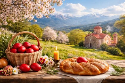 Πασχαλινό τραπέζι με αυγά και τσουρέκια πασχαλινές αλλεργίες