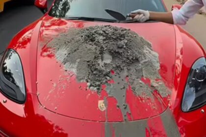 Porsche Boxster δοκιμή PPF με τσιμέντο