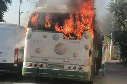 λεωφορείο φωτιά λεωφόρος Φυλής Ίλιον