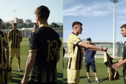 ΑΕΚ Κ19 παραδίδει φανέλα στην Κ17 Παγκόσμια Ημέρα Ποδοσφαίρου